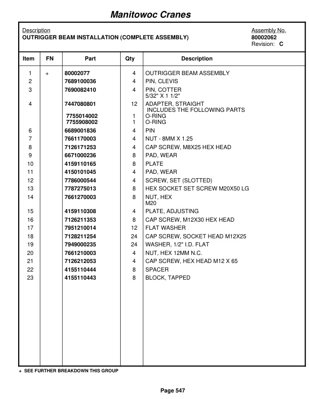 Grove RT540E Crane Parts Manual 228628 2009-3