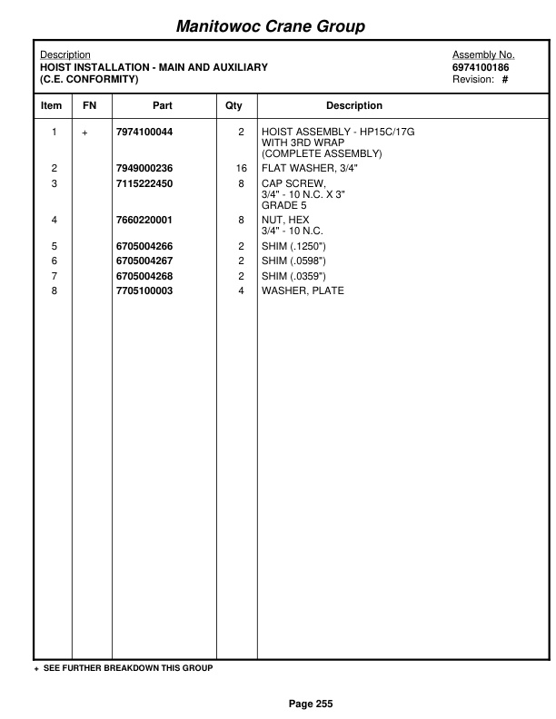 Grove RT540E Crane Parts Manual 228668 2008-2