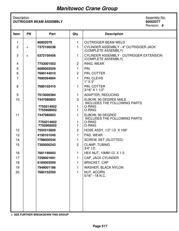 Grove RT540E Crane Parts Manual 228972 2008-3