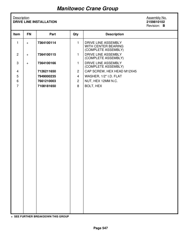 Grove RT540E Crane Parts Manual 229022 2008-3