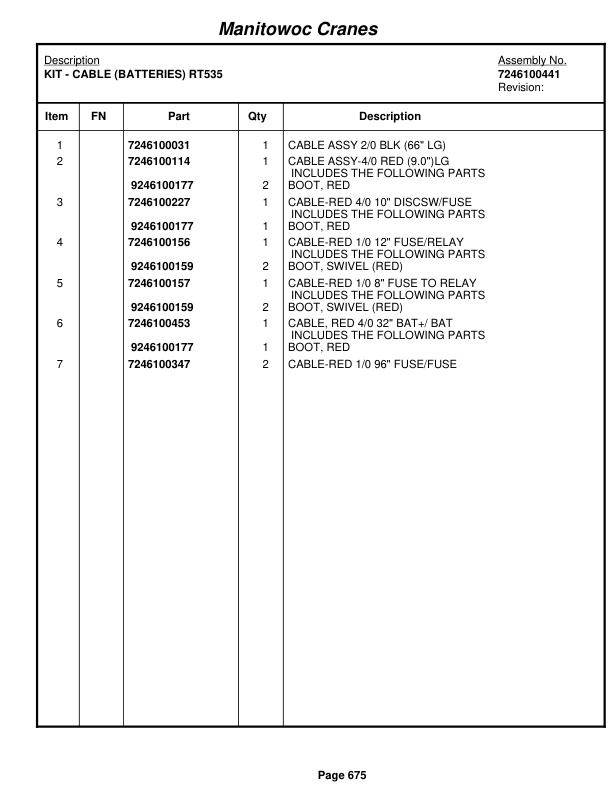 Grove RT540E Crane Parts Manual 232191 2011-3