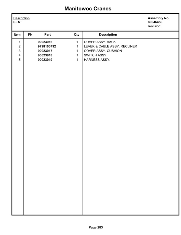 Grove RT540E Crane Parts Manual 233040 2020-2