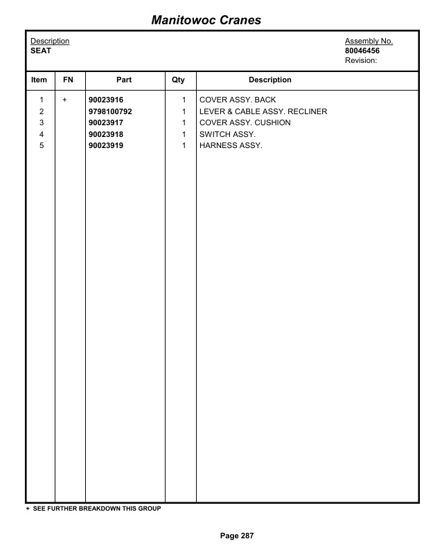 Grove RT540E Crane Parts Manual 233856 2013-2