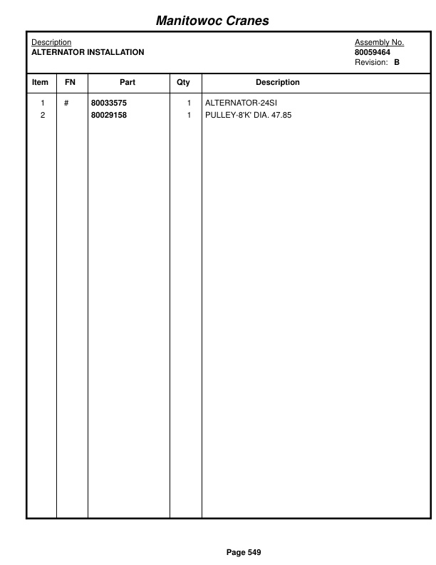 Grove RT540E Crane Parts Manual 235662 2016-3