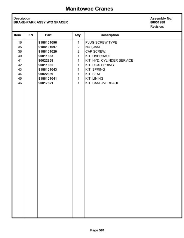 Grove RT540E Crane Parts Manual 236662 2019-3