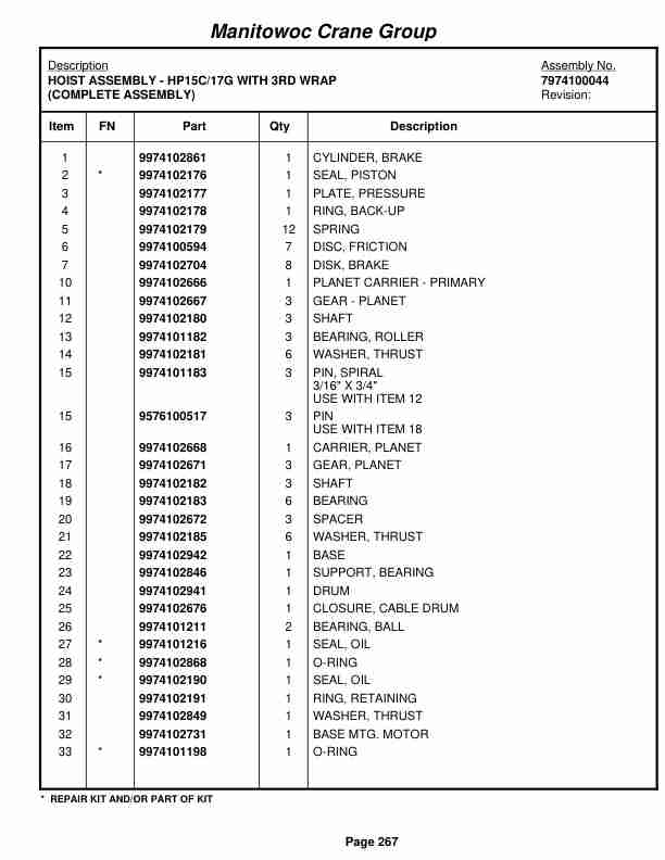 Grove RT540E Crane Parts Manual 258015 2008-2