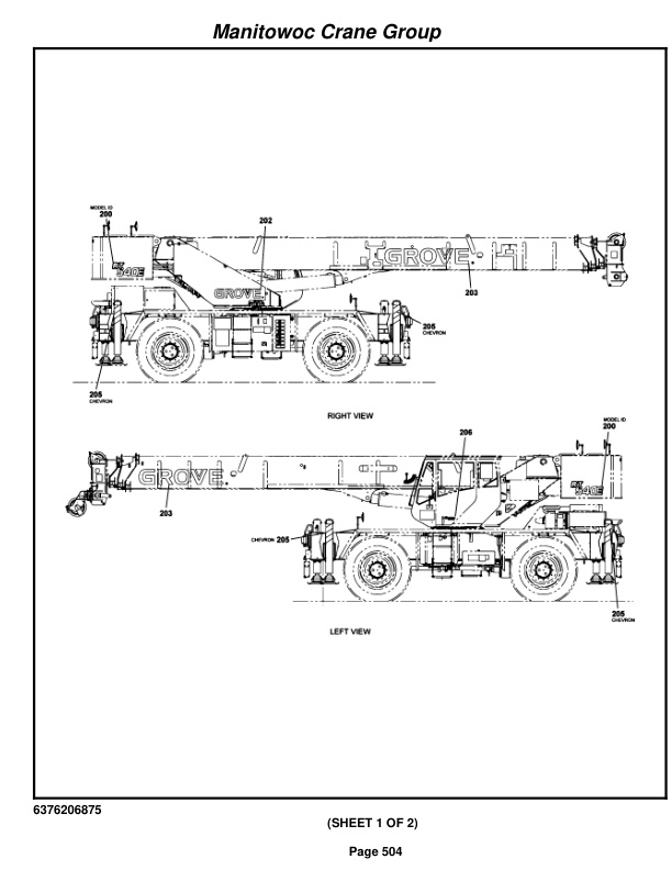 Grove RT540E Crane Parts Manual 258033 2008-3