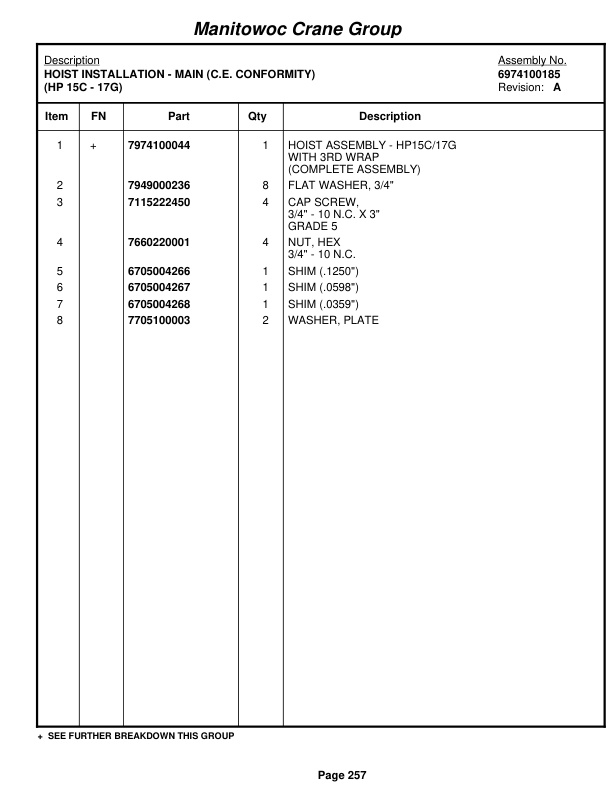 Grove RT540E Crane Parts Manual 258078 2008-2