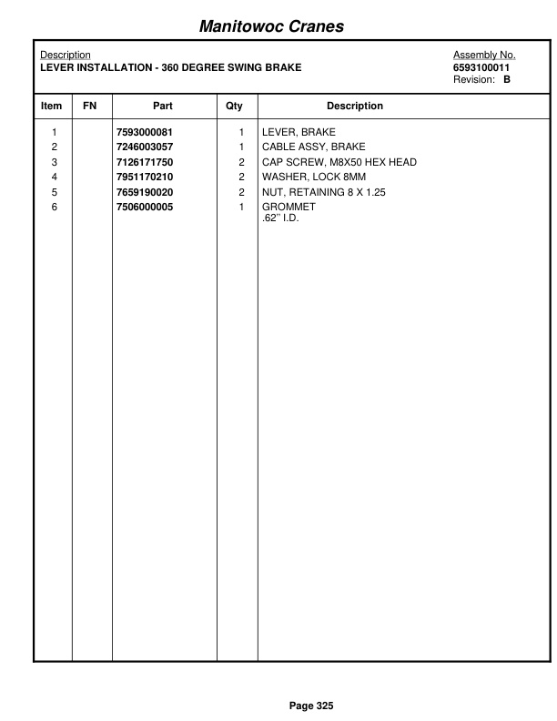 Grove RT540E Crane Parts Manual 258543 2011-2