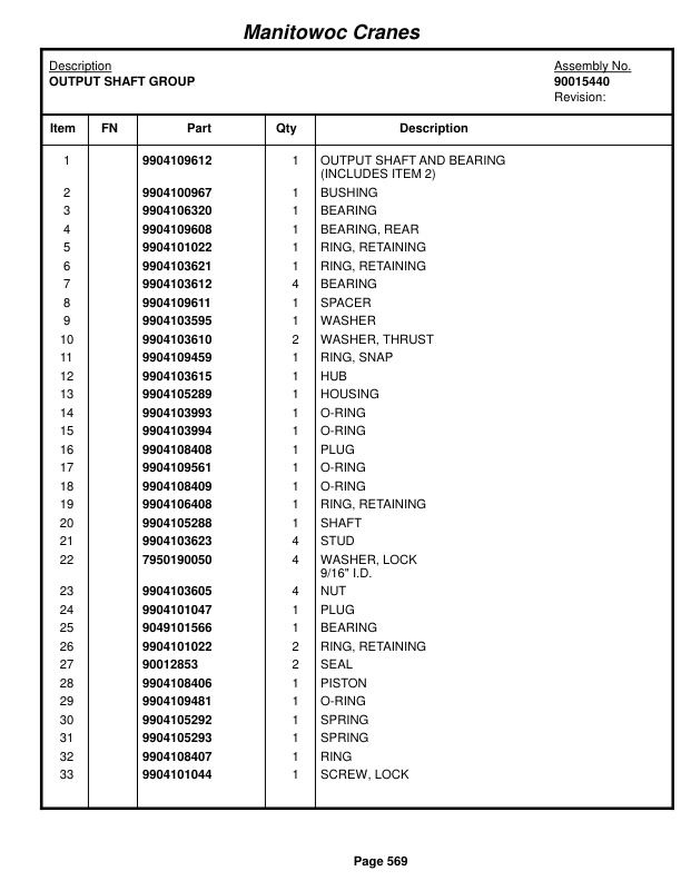 Grove RT540E Crane Parts Manual 400030 2016-3