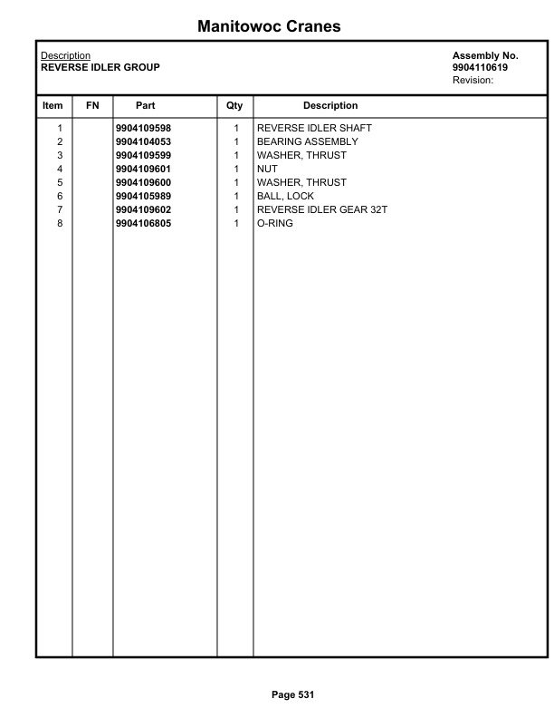 Grove RT540E Crane Parts Manual 614195 2019-3