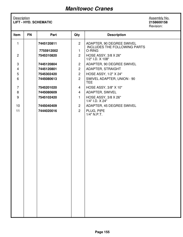 Grove RT58A Crane Parts Manual 40053 2010-2