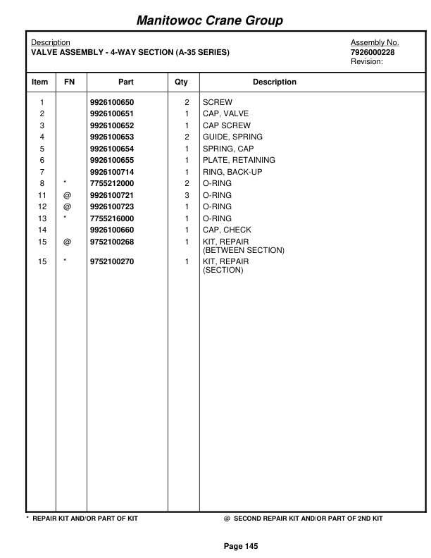 Grove RT58B Crane Parts Manual 43406 2005-2