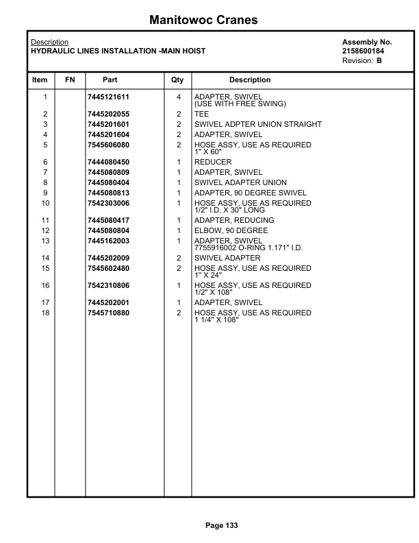 Grove RT58C Crane Parts Manual 42969 2022-2