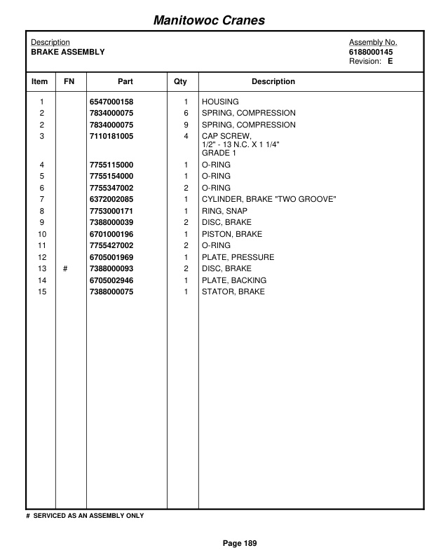 Grove RT58C Crane Parts Manual 72588 2010-2