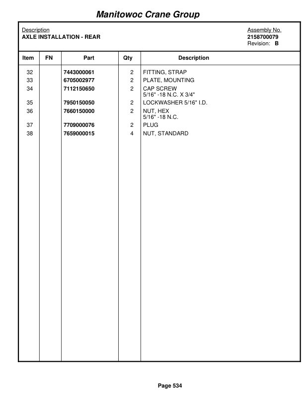 Grove RT58C Crane Parts Manual 73776 2005-3