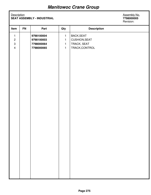 Grove RT58D Crane Parts Manual 71394 2005-2