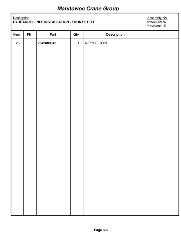 Grove RT58D Crane Parts Manual 75205 2005-3