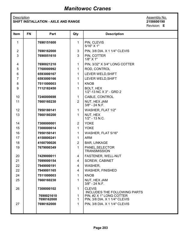 Grove RT58D Crane Parts Manual 79811 2013-2