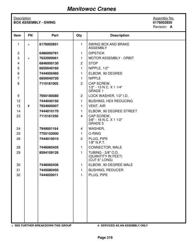 Grove RT58D Crane Parts Manual 86259 2016-2