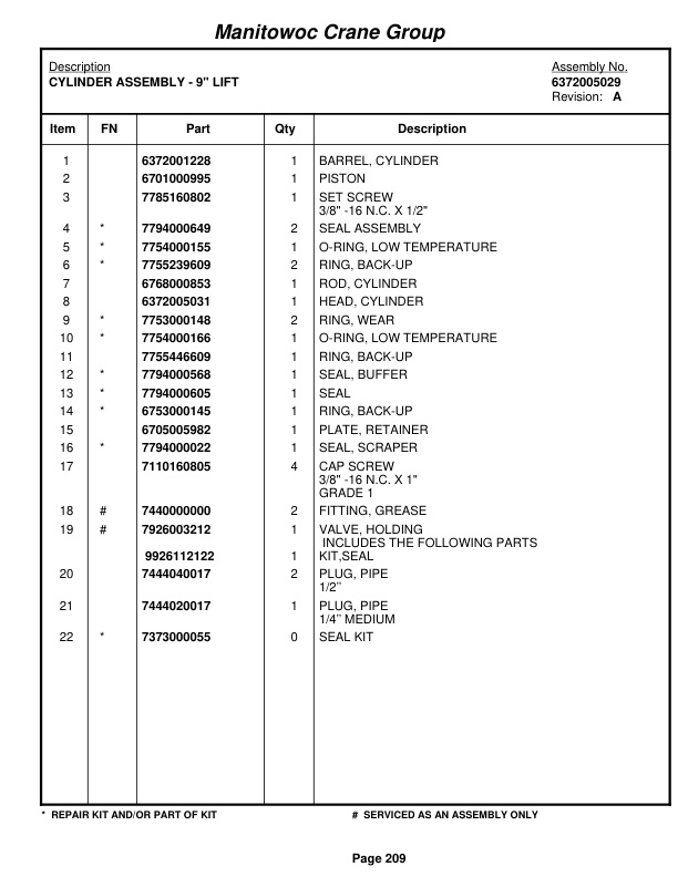 Grove RT58D Crane Parts Manual 86385 2005-2