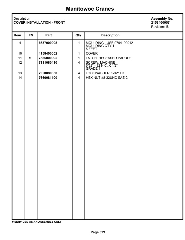 Grove RT58E Crane Parts Manual 74364 2022-3