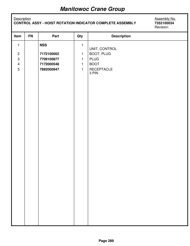 Grove RT650E Crane Parts Manual 224619 2005-2