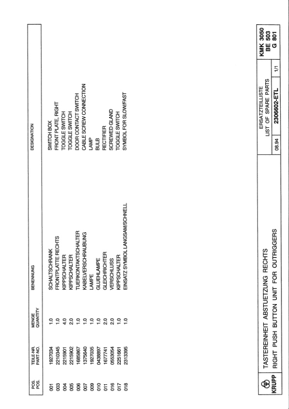 Krupp KMK 3050 Crane Spare Parts List 1995-03 DE EN-2