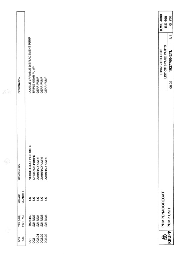 Krupp KMK 4080 Crane Spare Parts List 1928031 1993 DE EN-3