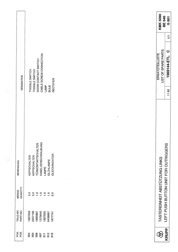Krupp KMK 5090 Crane Spare Parts List 1992 DE EN-2