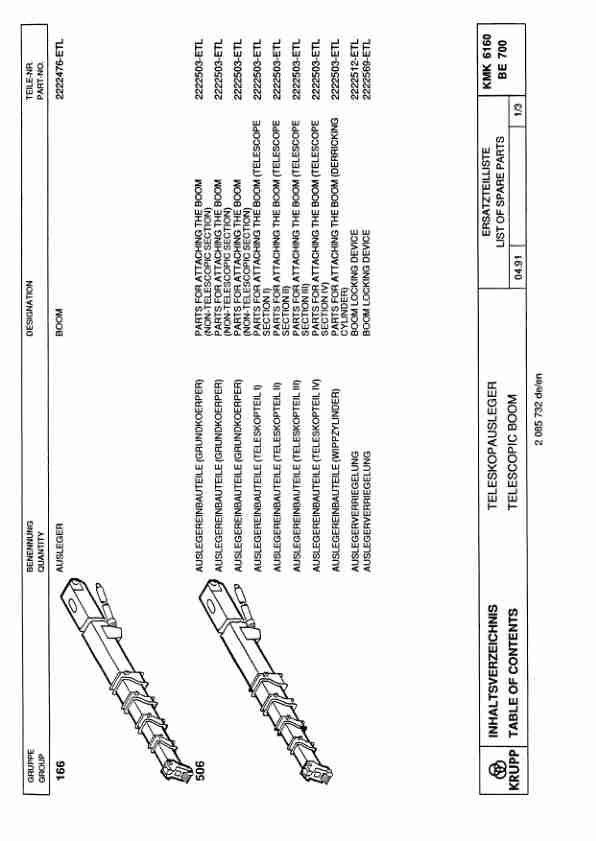 Krupp KMK 6160 Crane Spare Parts List 1991 DE EN-3