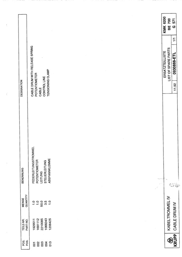 Krupp KMK 6200 Crane Spare Parts List 1992 DE EN-3