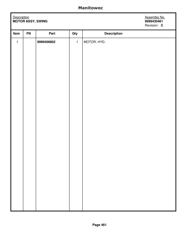 Manitowoc 11000-1 Crane Parts Manual 11001 2016-2