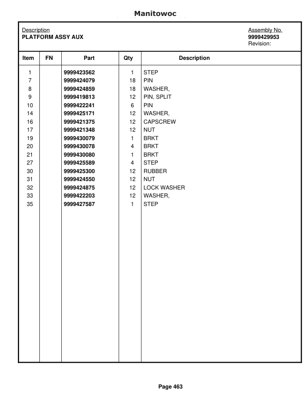 Manitowoc 11000 Crane Parts Manual 12001 2014-2