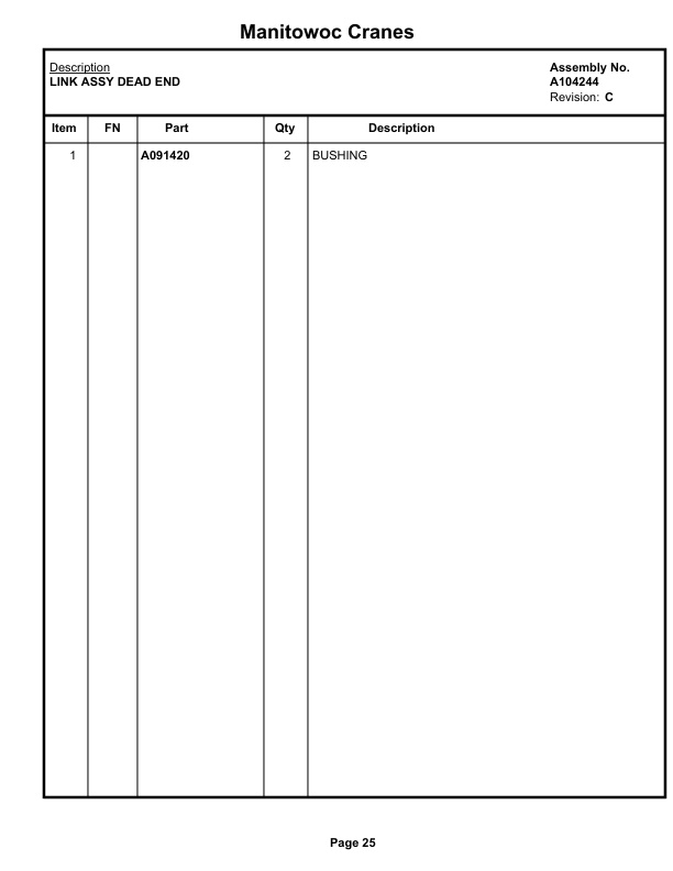 Manitowoc 16000WA Crane Parts Manual 16007059 2022-2