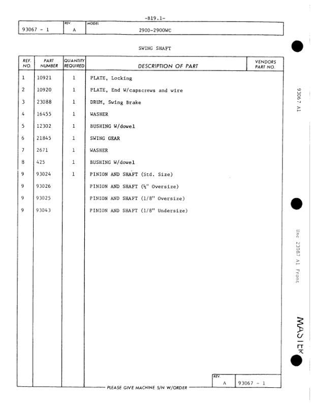 Manitowoc 2900WC Crane Parts Manual 29559 2005-2