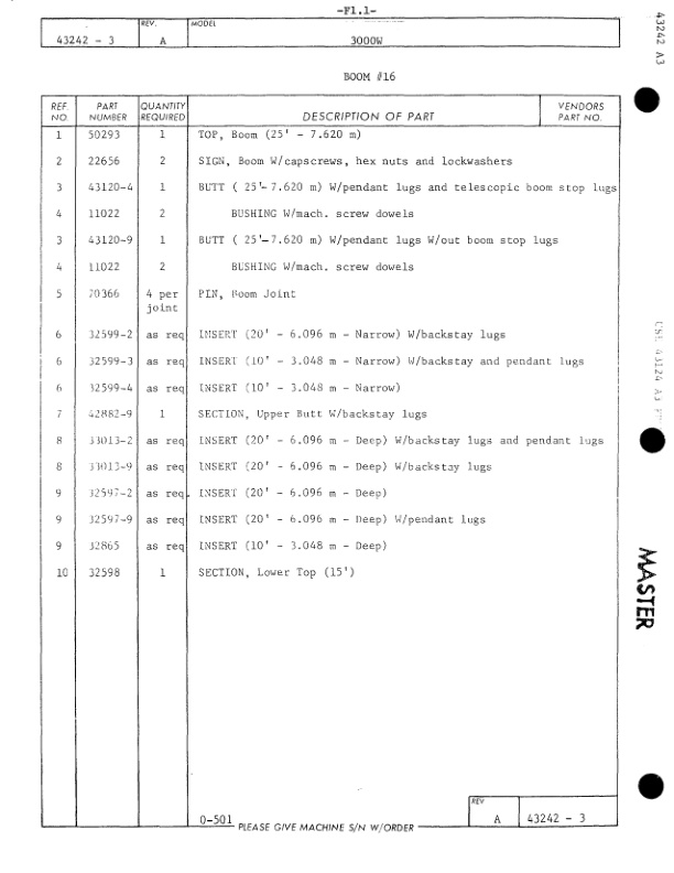 Manitowoc 3000W Crane Parts Manual 30301 2003-3