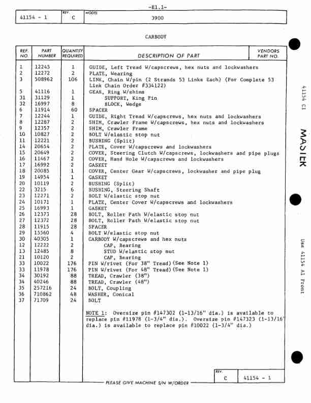 Manitowoc 3900 Crane Parts Manual 39313 2005-3