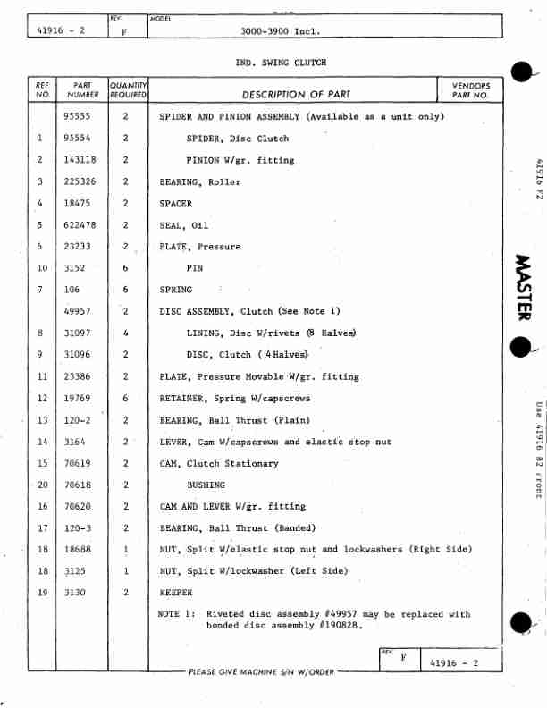 Manitowoc 3900 Crane Parts Manual 39419 2005-2