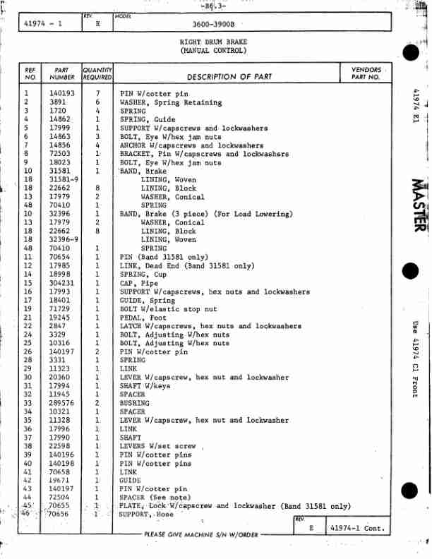 Manitowoc 3900 Crane Parts Manual 39449 2011-2