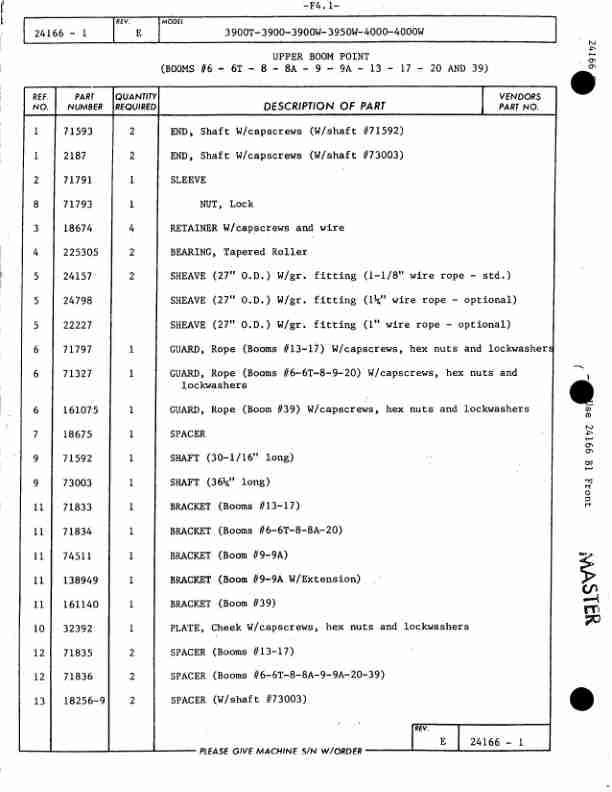 Manitowoc 3900 Crane Parts Manual 39562 2004-3