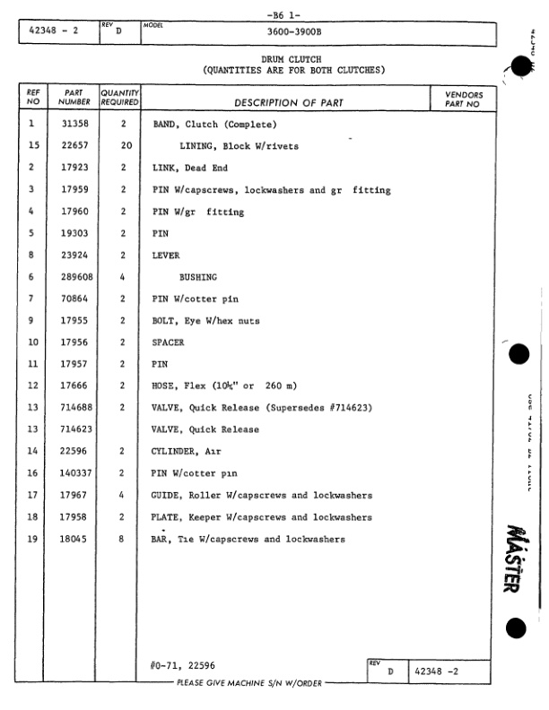 Manitowoc 3900 Crane Parts Manual 39565 2005-2