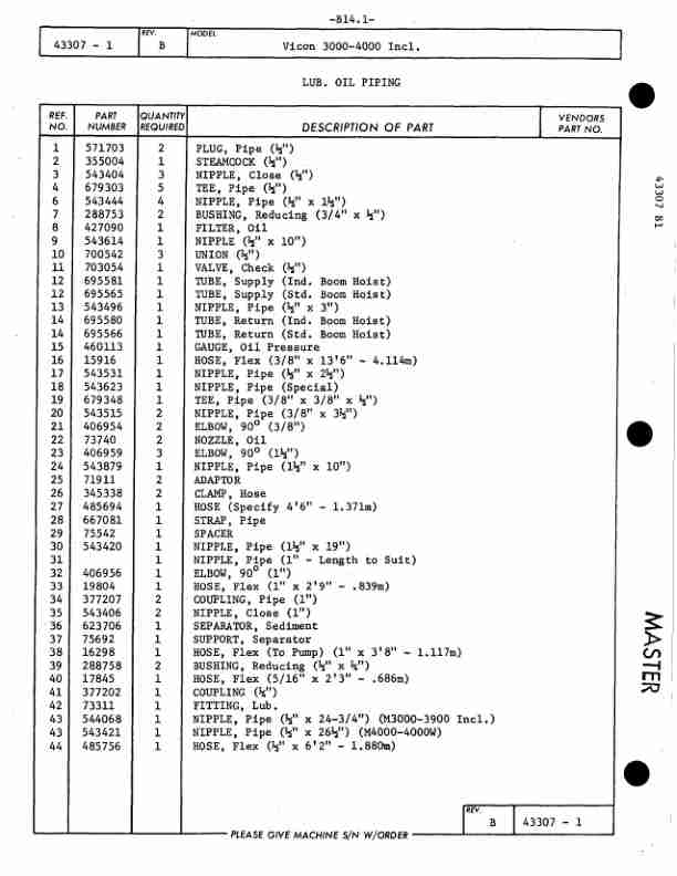 Manitowoc 3900 Crane Parts Manual 39587 2003-2