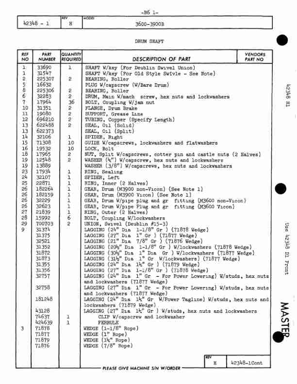 Manitowoc 3900 Crane Parts Manual 39618 2005-2