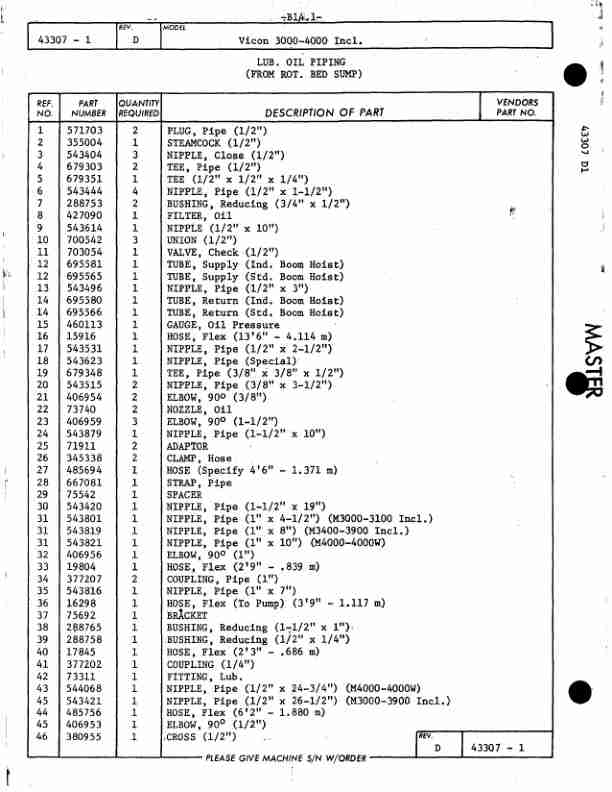 Manitowoc 3900 Crane Parts Manual 39633 2003-2