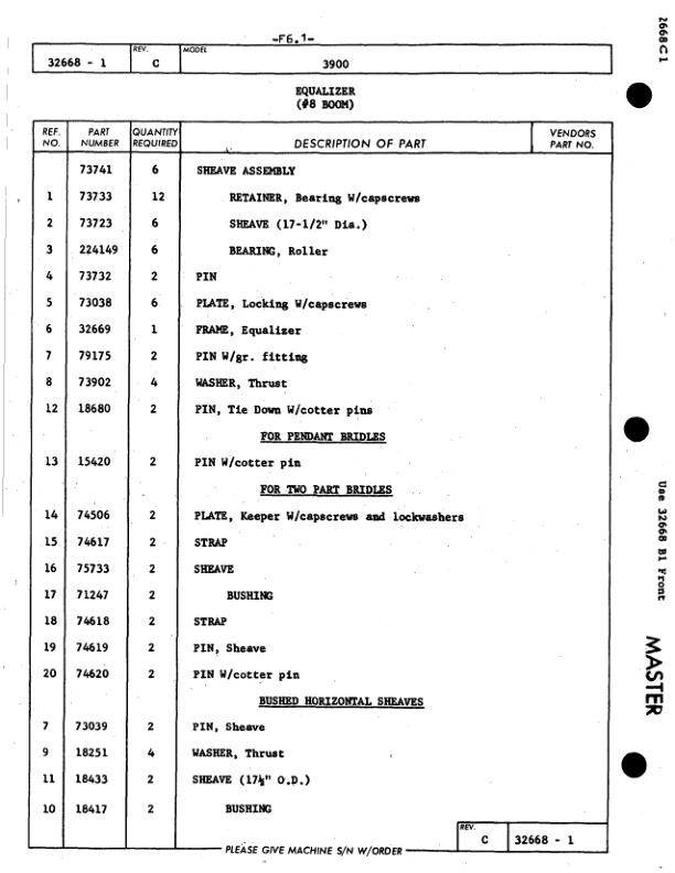 Manitowoc 3900 Crane Parts Manual 39701 2012-3