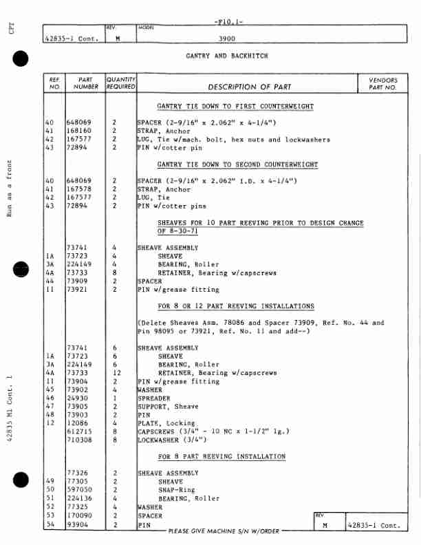 Manitowoc 3900 Crane Parts Manual 39777 2005-3