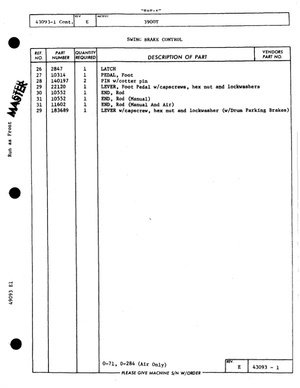 Manitowoc 3900T Crane Parts Manual 399032 2003-2