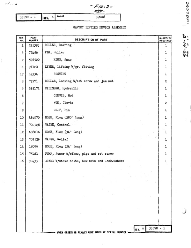 Manitowoc 3900W Crane Parts Manual 395016 2005-3