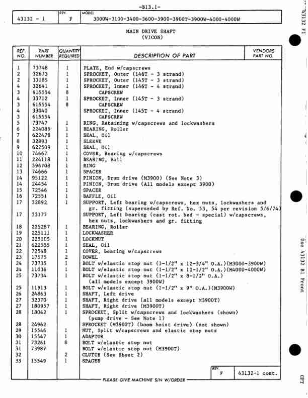 Manitowoc 4000W Crane Parts Manual 40292 2003-2